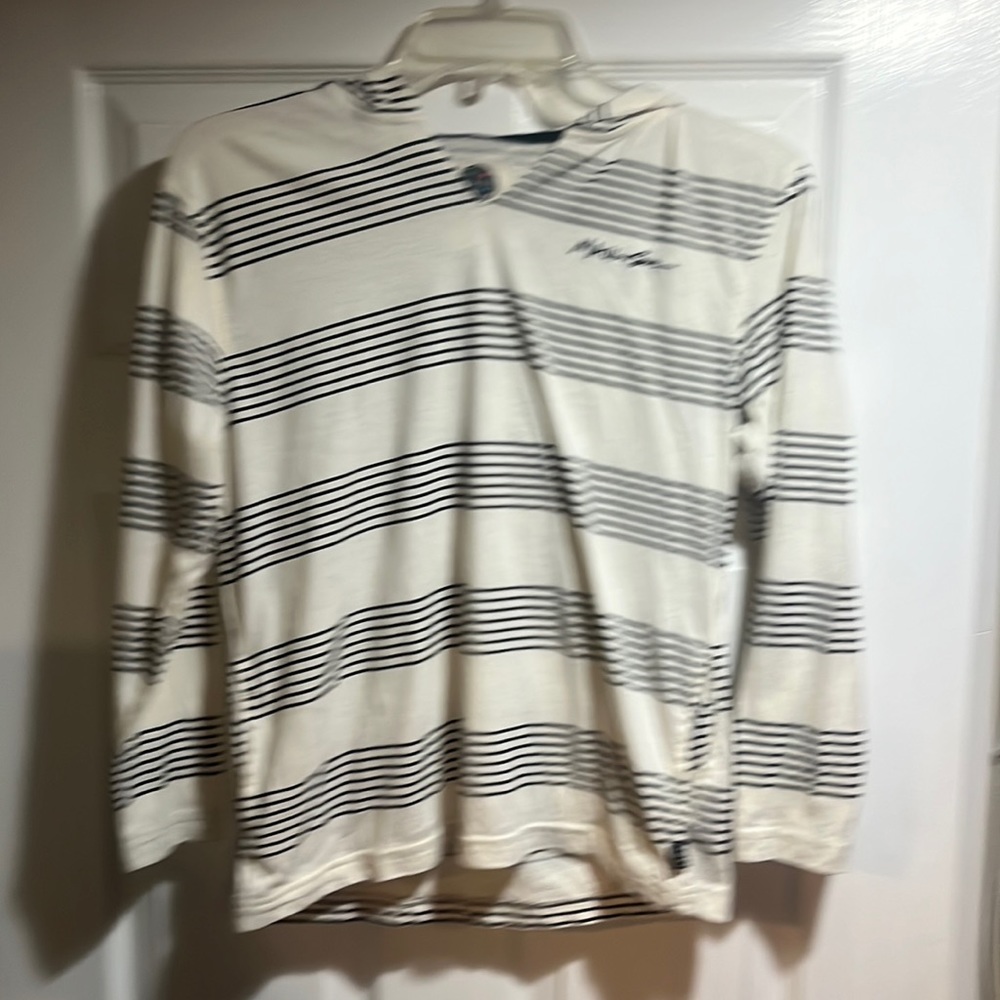 Maui & Sons Youth Large Light Weight Hoodie Wht/ Navy Guc
